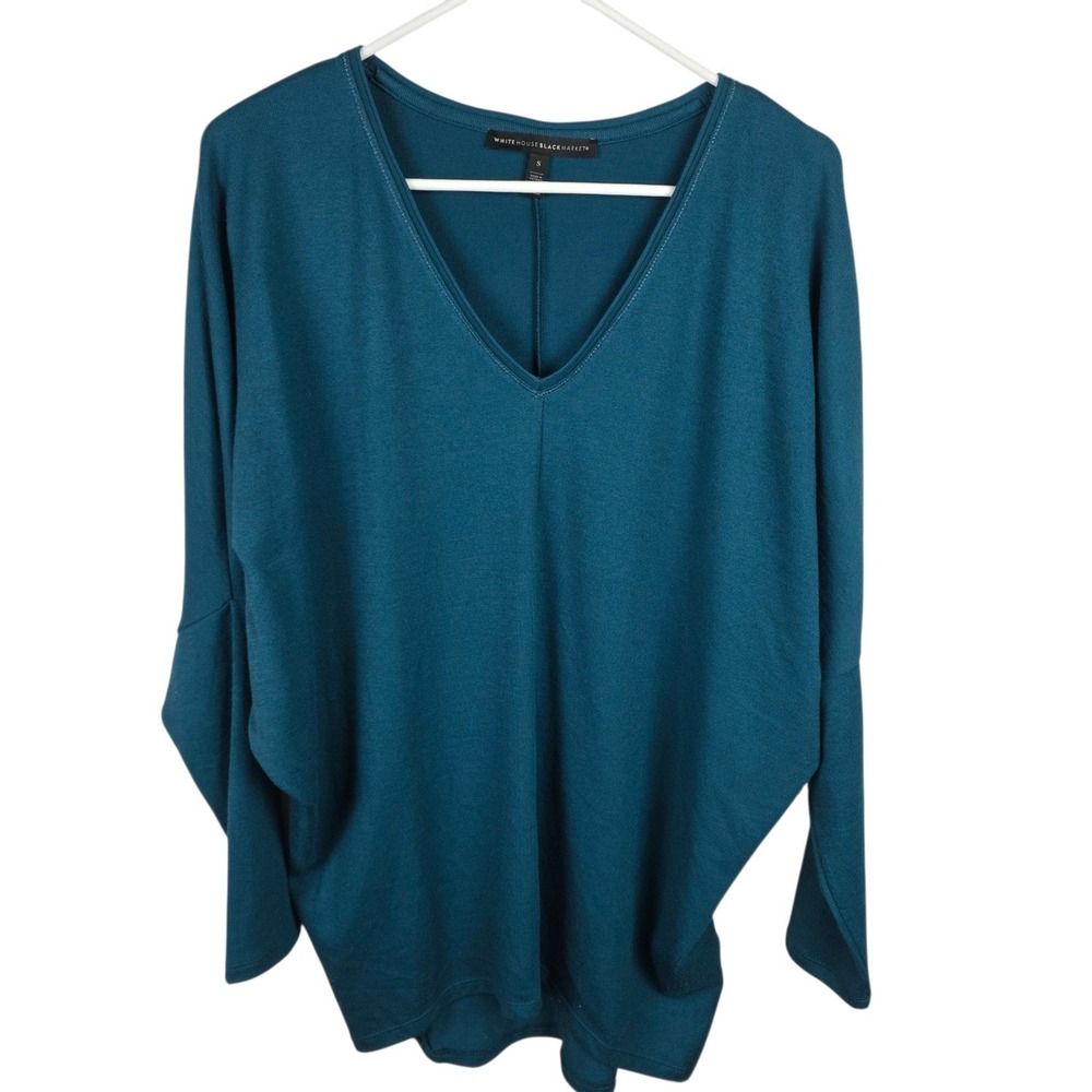 White House Black Market Dolman Top Women S Teal Good V-Neck Relaxed Fit